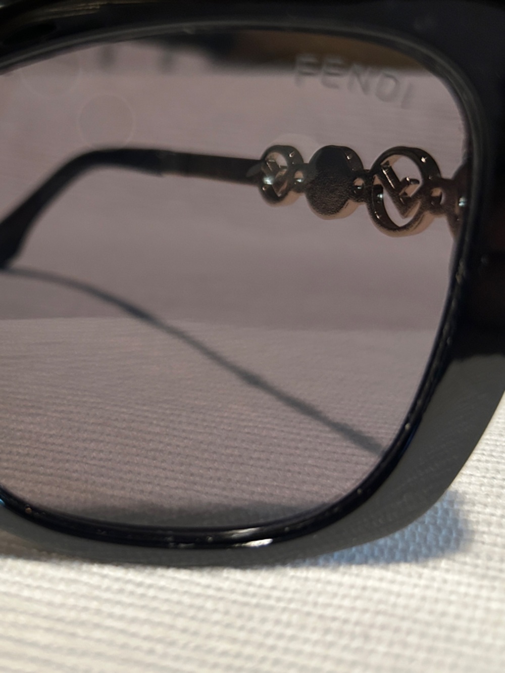 Fendi Black Square Sunglasses with Gold Accent - Picture 4 of 4